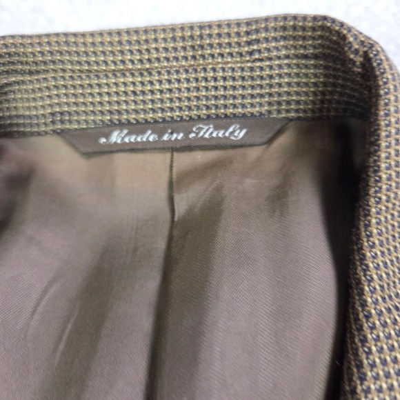 CANALI Wool Silk Blazer Men's 52/US 42‎ Brown Check 3 Button Sport Coat Italy - Picture 4 of 16